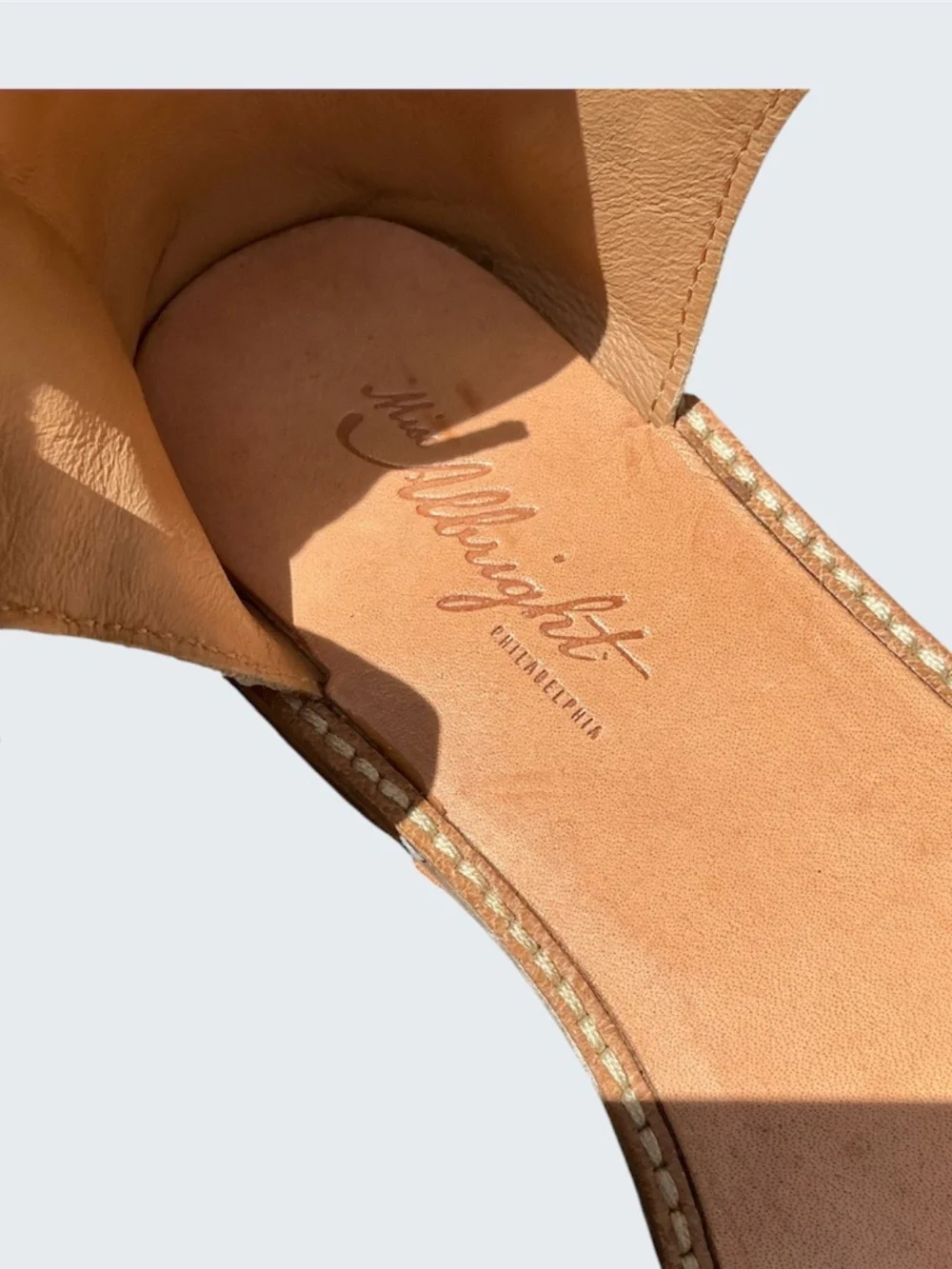 Anthropologie Miss Albright Tan Leather Sandal Zebra Stripe Beaded Heel SZ 8 (7)